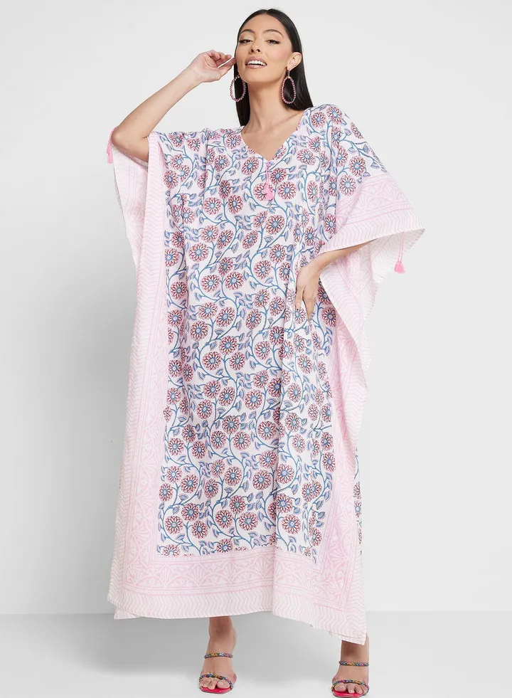 Cape Sleeve Printed Kaftan