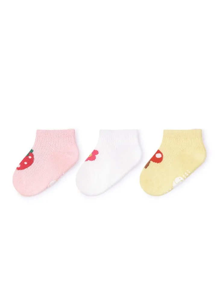 3 pairs of baby socks thin cute cartoon non-slip cotton socks
