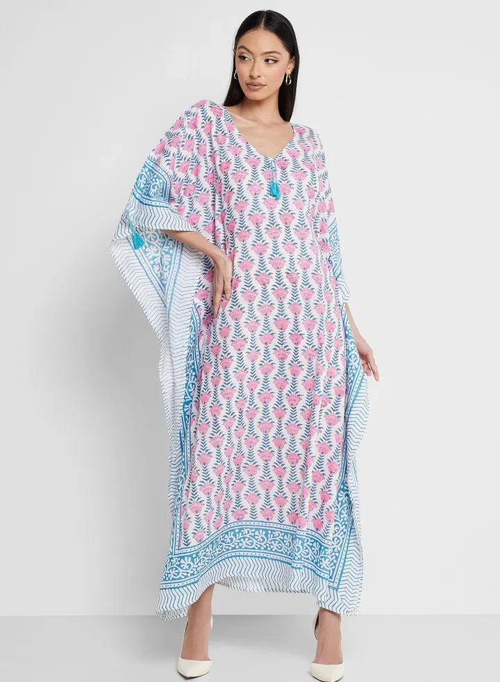 Cape Sleeve Printed Kaftan
