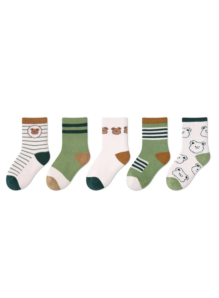 5 pairs of children's socks thin cute cartoon baby socks cotton