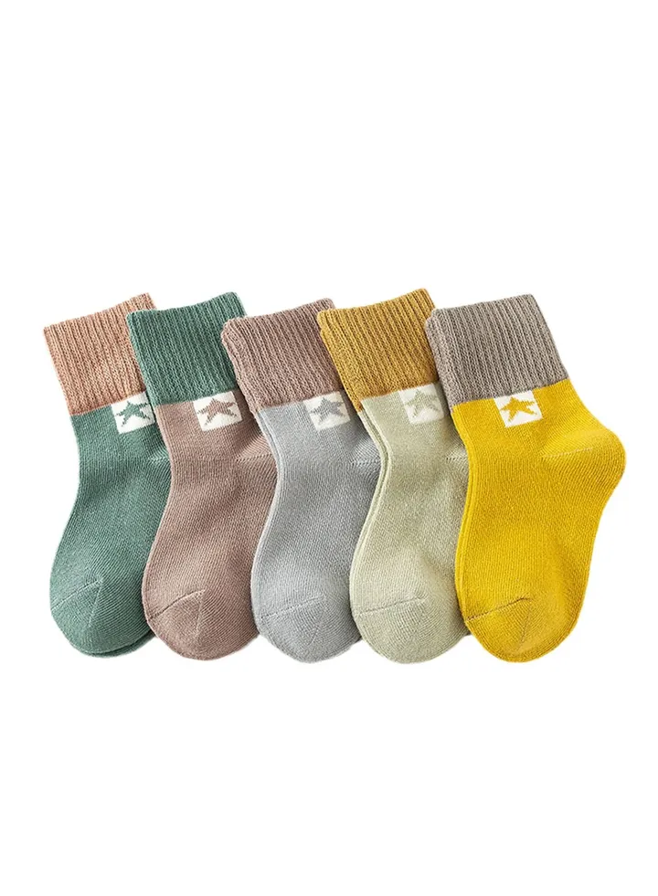 5 pairs of children's socks combed cotton breathable children's socks