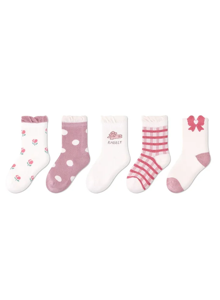 5 pairs of children's socks thin cute cartoon baby socks cotton