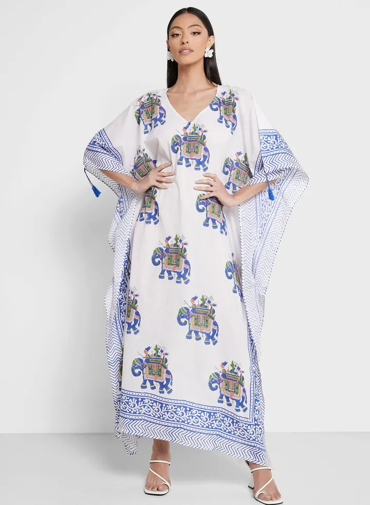 Cape Sleeve Printed Kaftan