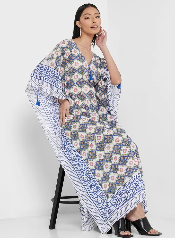 Cape Sleeve Printed Kaftan