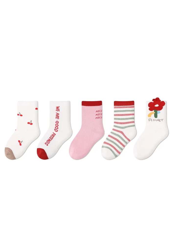 5 pairs of children's socks thin cute cartoon baby socks cotton