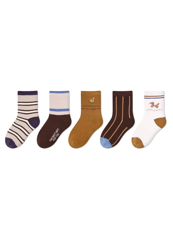 5 pairs of children's socks thin cute cartoon baby socks cotton
