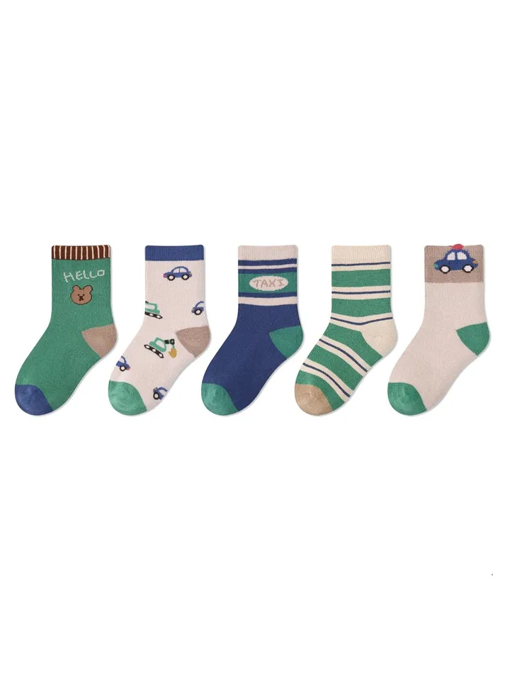 5 pairs of children's socks thin cute cartoon baby socks cotton