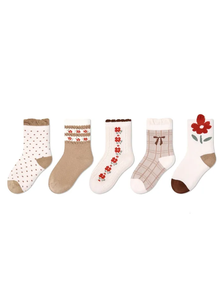 5 pairs of children's socks thin cute cartoon baby socks cotton