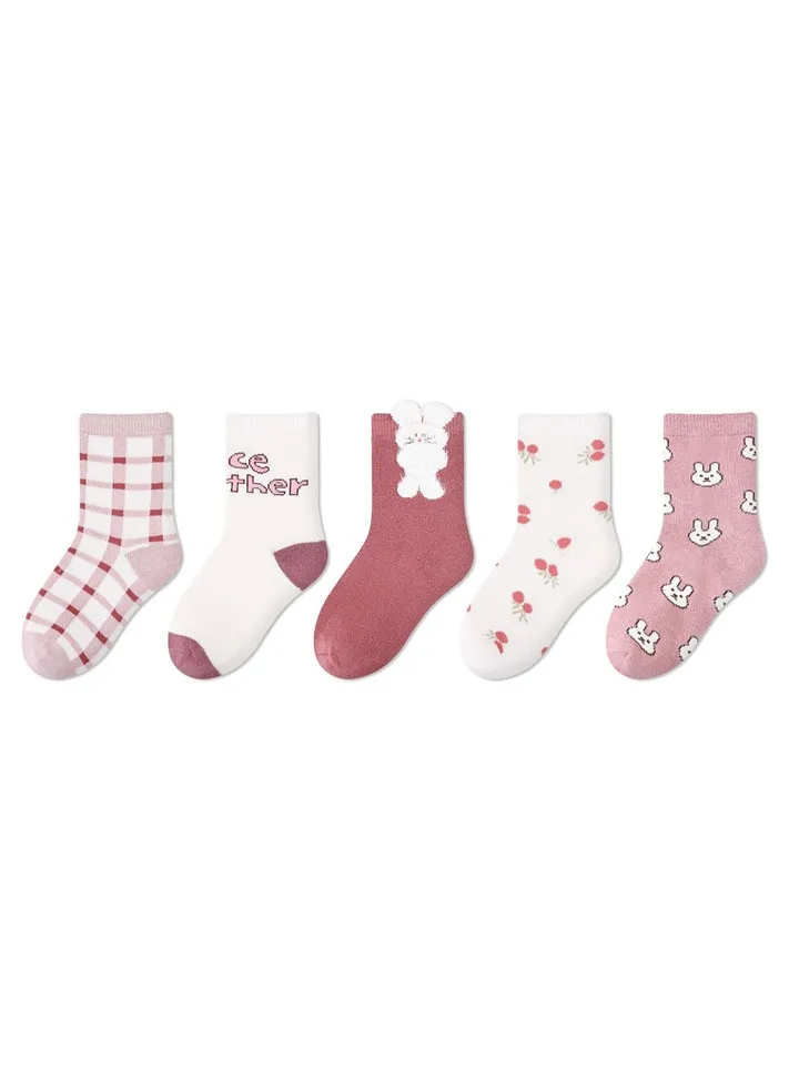 5 pairs of children's socks thin cute cartoon baby socks cotton