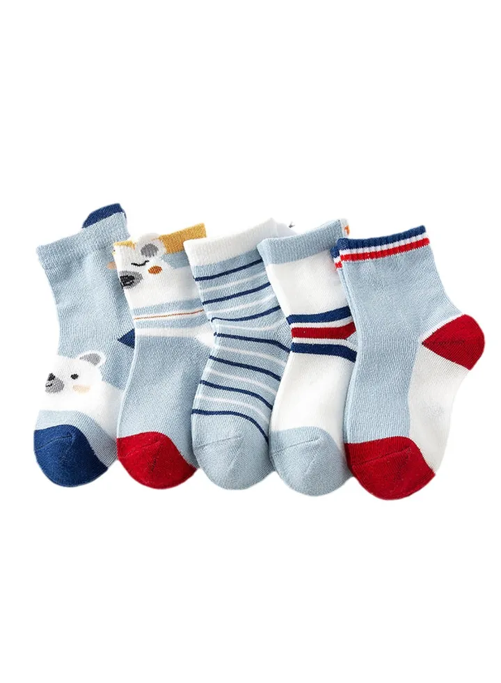 5 pairs of children's socks combed cotton breathable children's socks