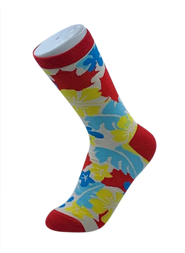 Printed Cotton Socks Red/White/Blue