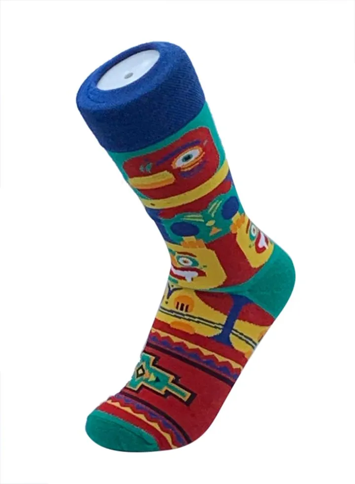 Printed Cotton Socks Red/Yellow/Blue
