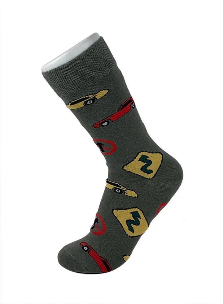 Printed Cotton Socks Green/Red