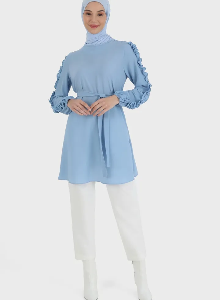 Lettuce Sleeve Tie Detail Tunic