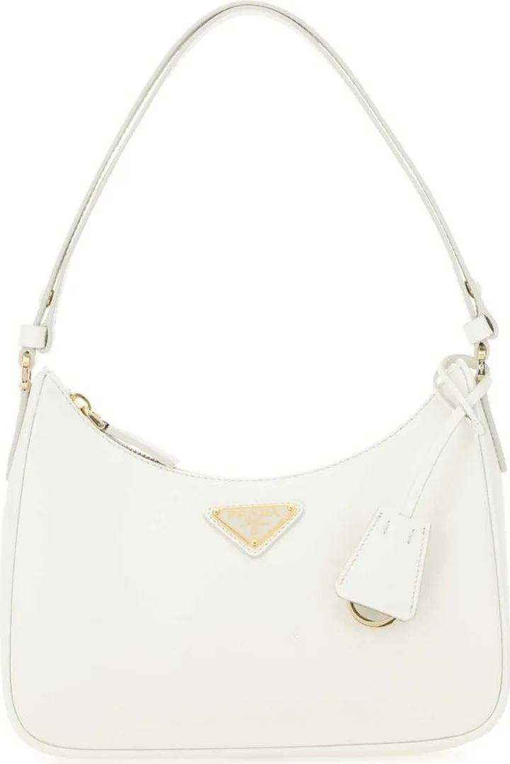 Prada Logo Plaque Zipped Shoulder Bag