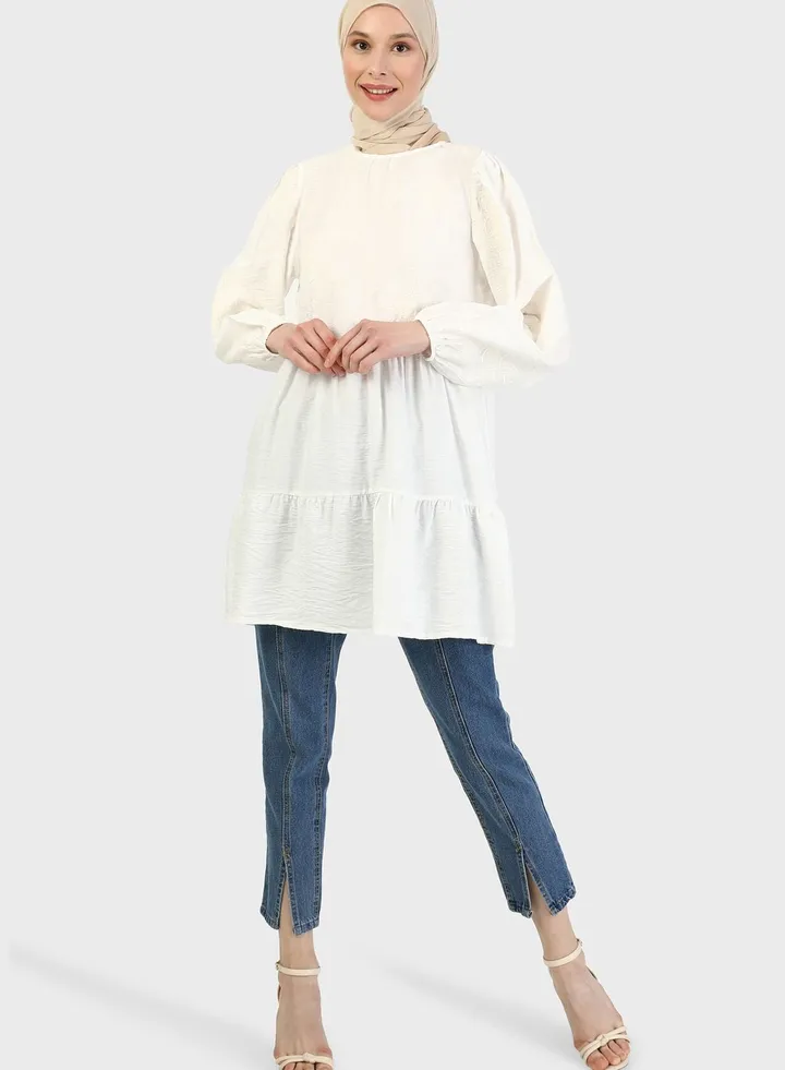 Balloon Sleeve Tiered Tunic