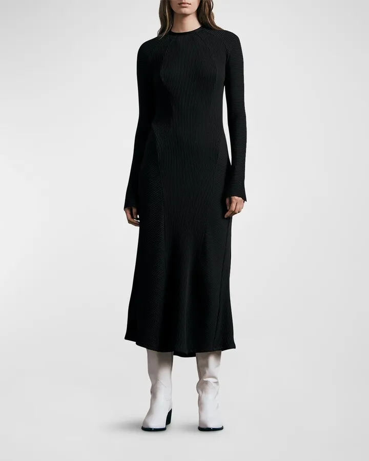 Echo Ribbed Long Sleeve Midi Dress