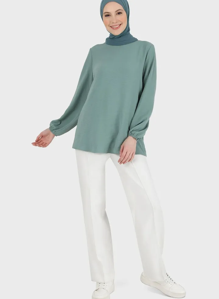 Round Neck Puff Sleeve Top