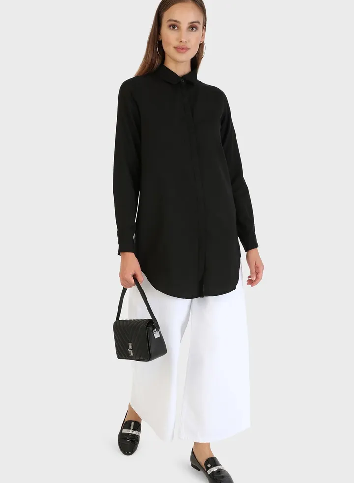 Button Detail Shirt Tunic