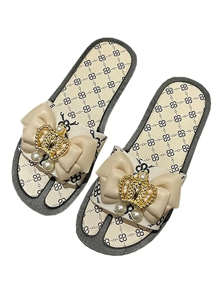 Ladies Fashion Summer Bow Slippers Outdoor or Indoor Flat Beach Sandals