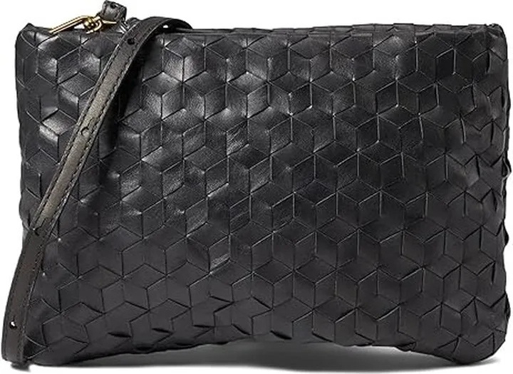 Madewell The Puff Crossbody Bag: Woven Leather Edition (True Black) Handbags