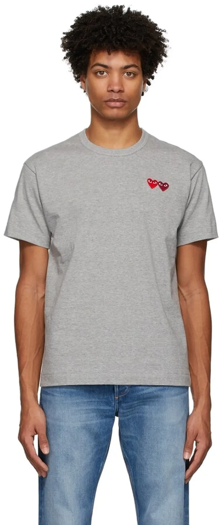 Comme des Garçons Play Grey Double Heart T-Shirt