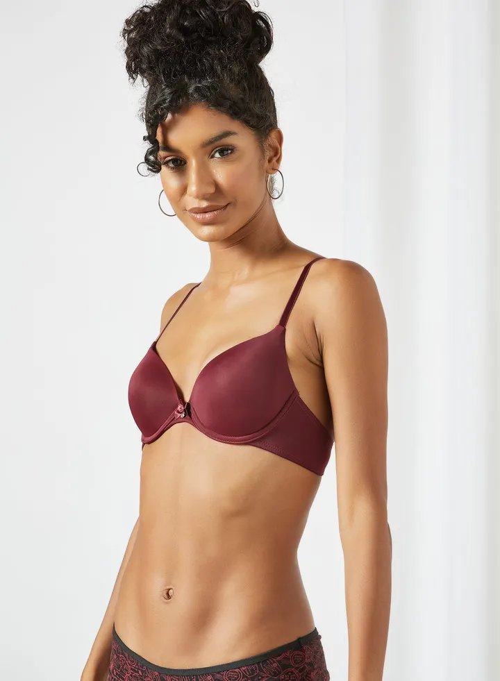 Plunge Neck Padded Bralette Maroon