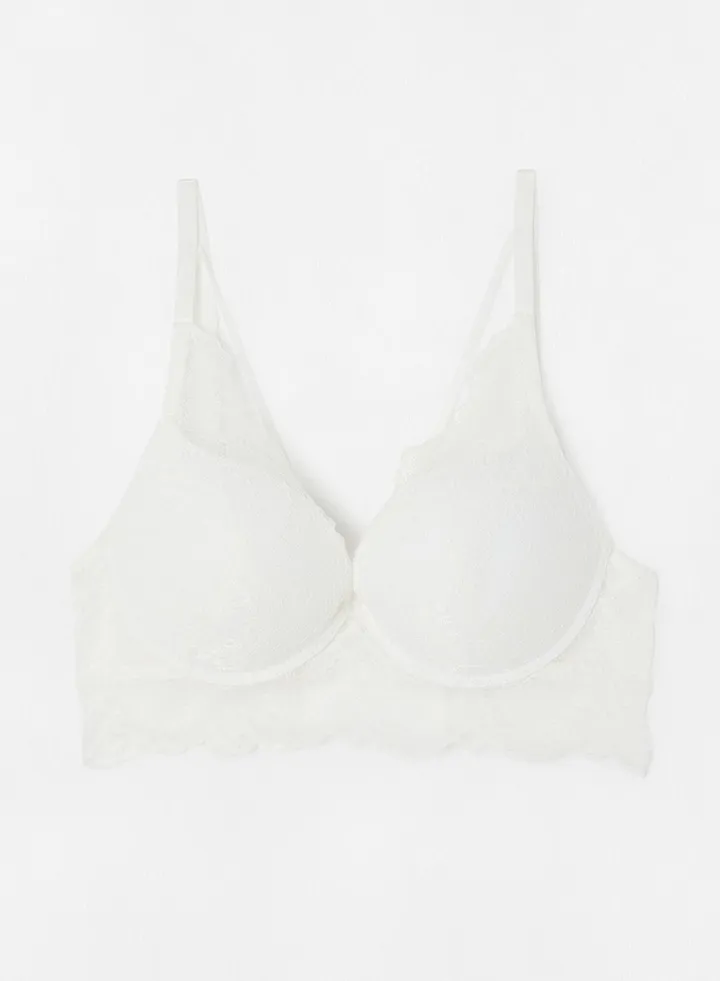 Lace Padded Bralette White