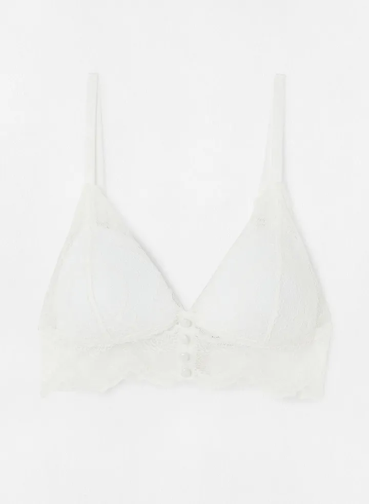 Lace Detail Padded Bralette White