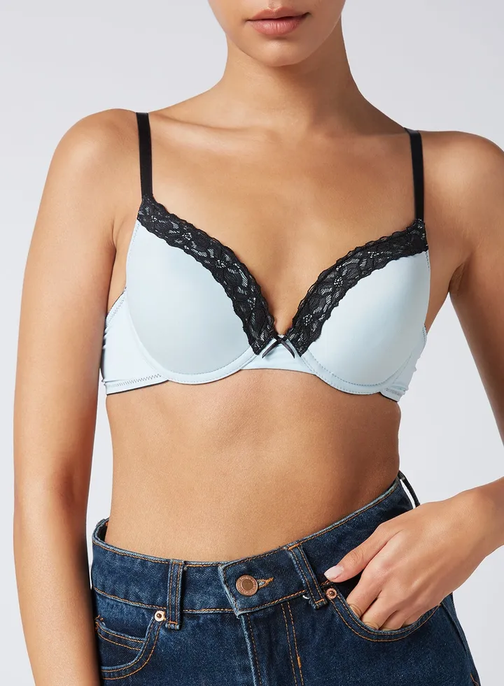 Casual Plunge Bra Light Blue