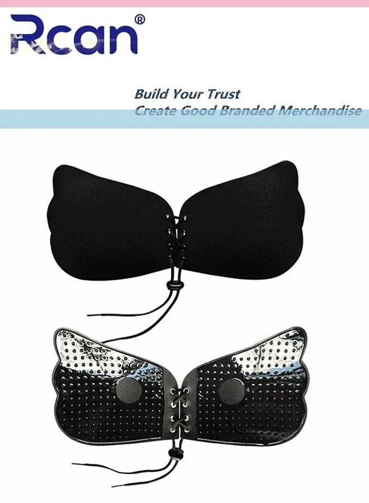Women's Strapless Adhesive Airfoil Drawstring Bra Invisible Lifting Push Up Chest Covering Seamless Edge Adjustable Underwear Reusable for Backless Sling Skirt Wedding Dress Bikini