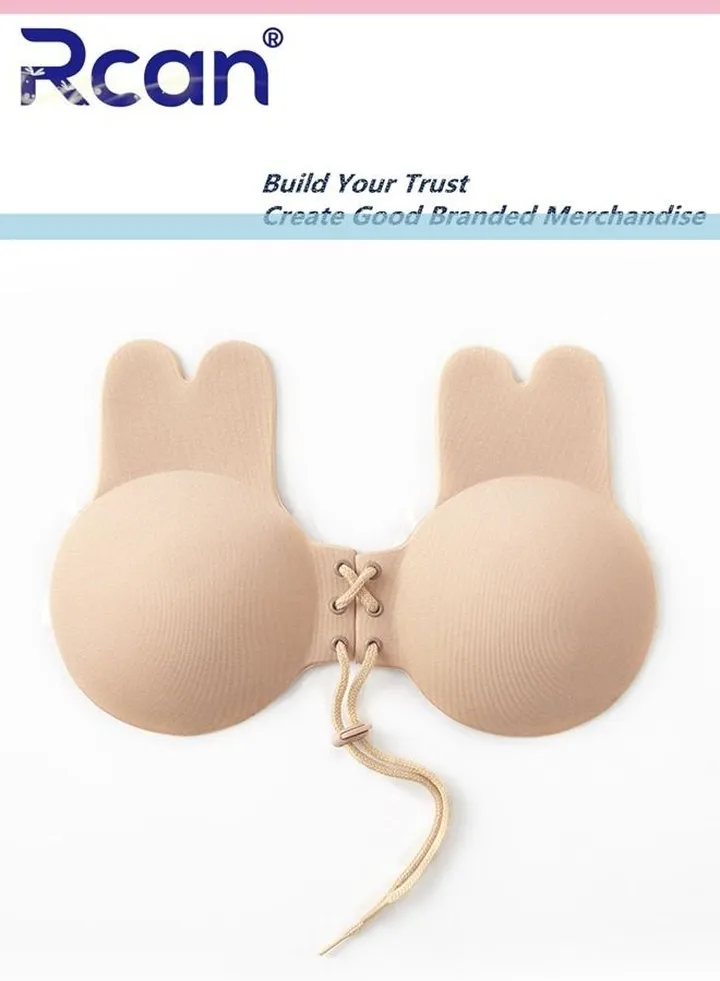 Women's Strapless Adhesive Drawstring Bra Invisible Lift Push Up Bra Seamless Edge Adjustable Lingerie Reusable Backless Slip Dress Wedding Dress