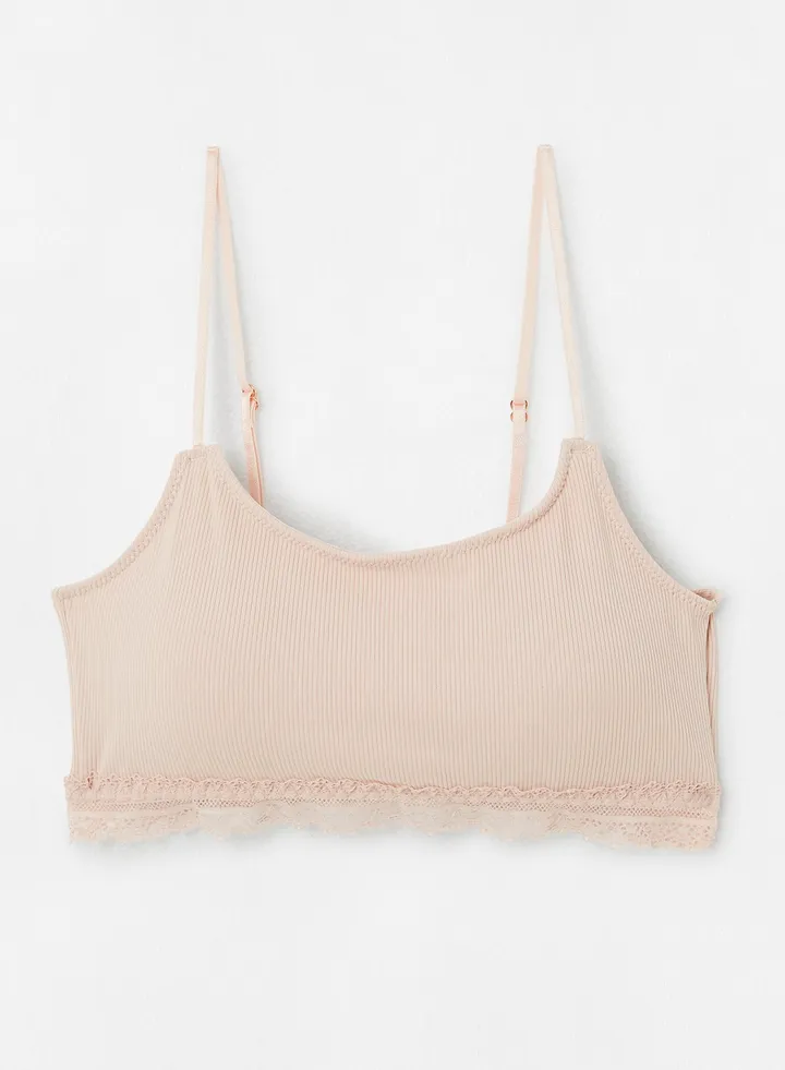 Lace Trim Bralette Beige