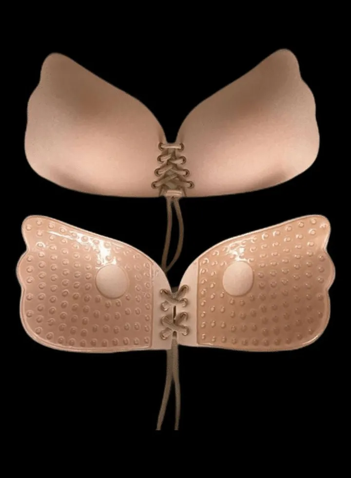 Butterfly Strapless Silicone Bra Beige