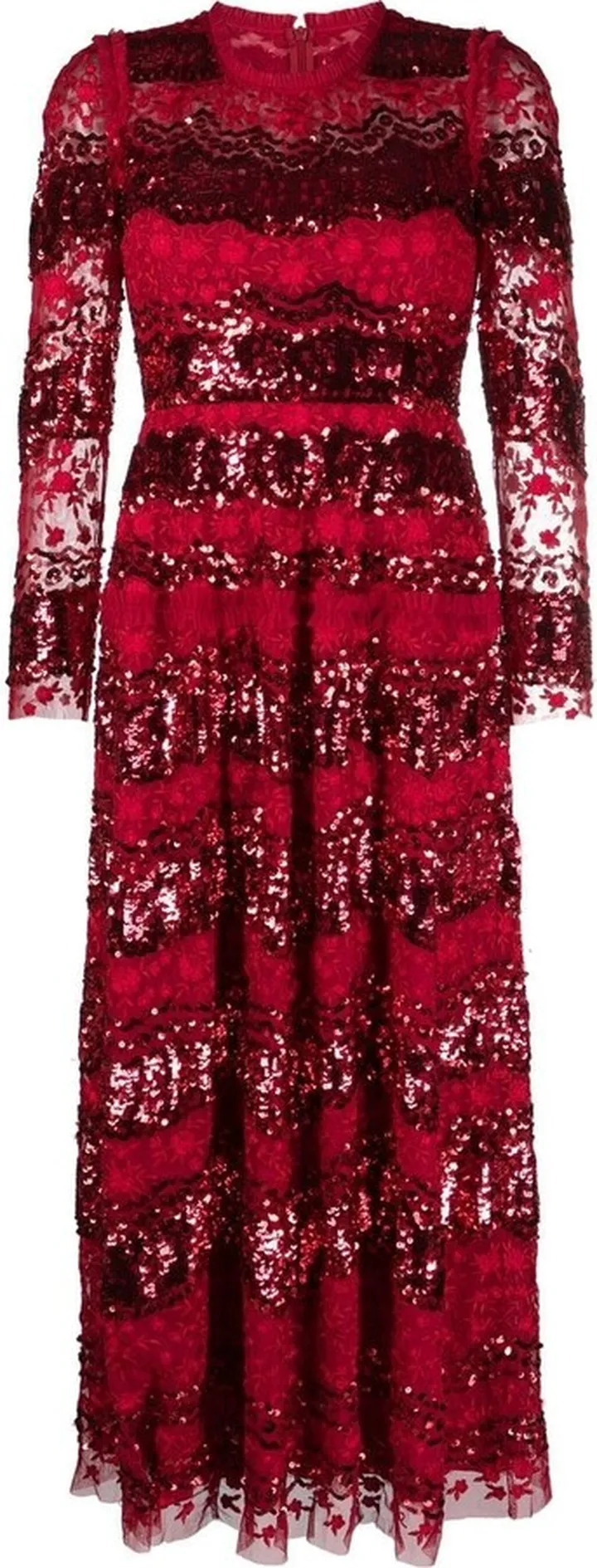 Sequin-Embellished Pleated Dress