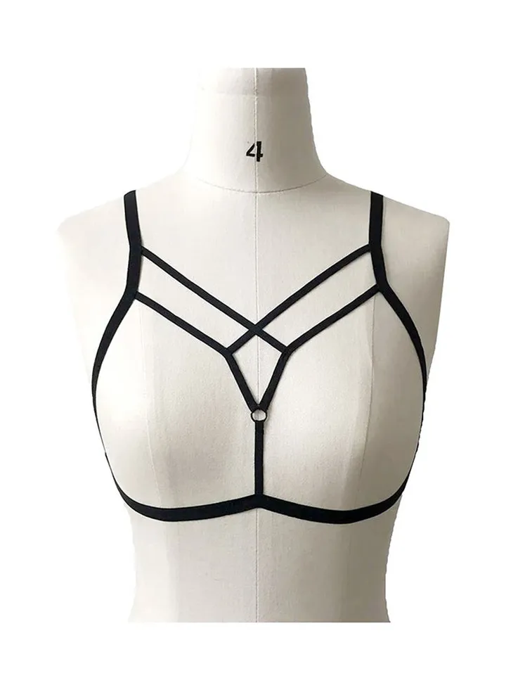 Elastic Bandage Cage Bra Black