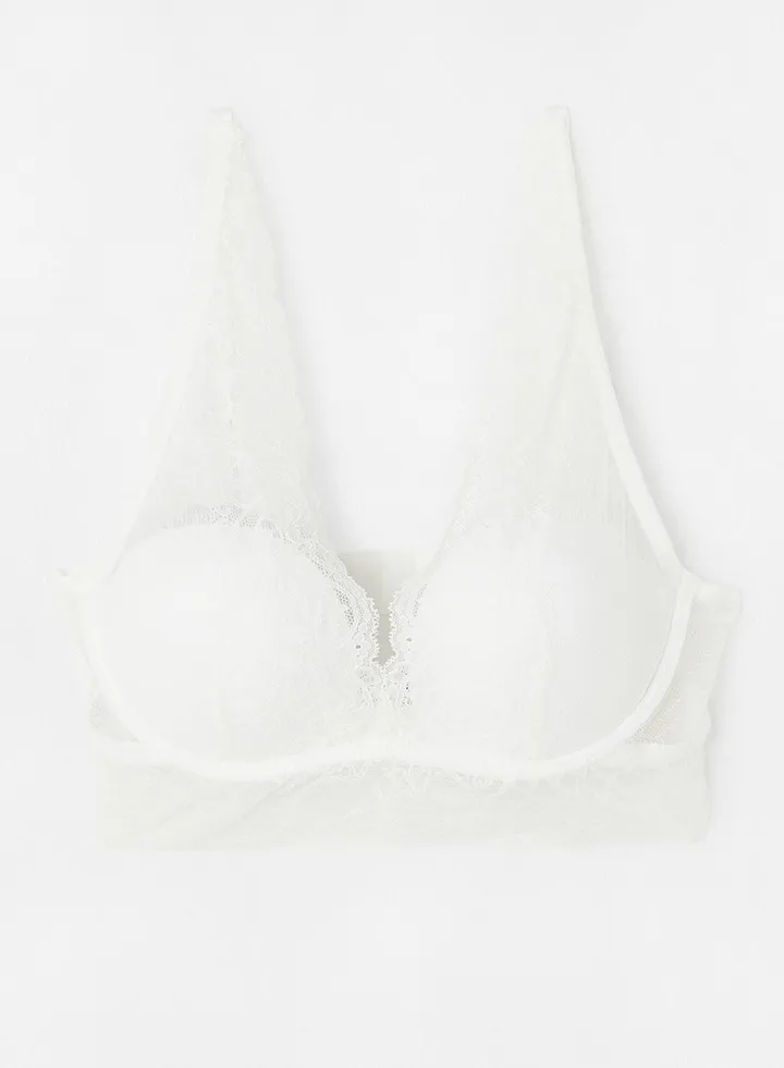 Lace Detail Padded Bralette Ivory