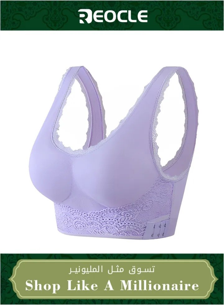Women's Underwear Sports Bra Side Buckle Wireless Underwear Adjustable Gathered Lace Edge Breathable Holes Yoga Running