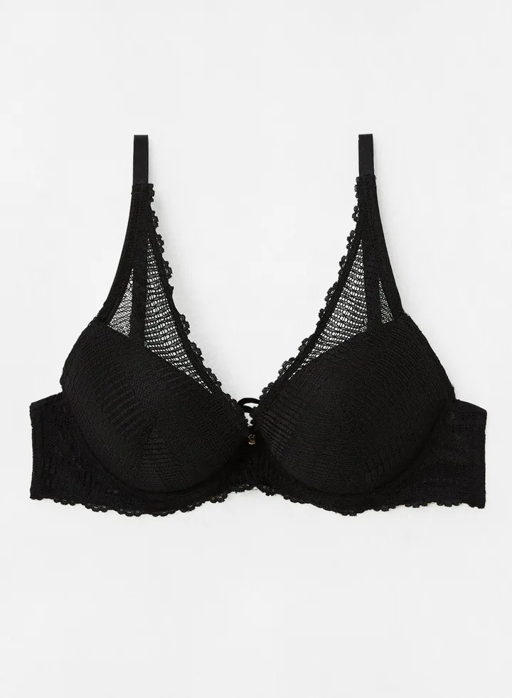 Lace Detail Padded Bralette Black