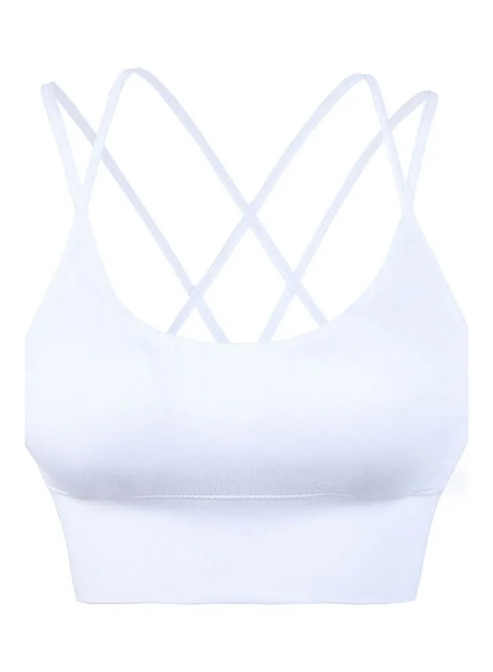 Back Cross Sports Bra White