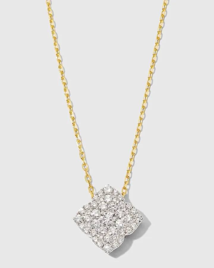 White Gold Large Fleur D'Amour All Diamond Pendant Necklace