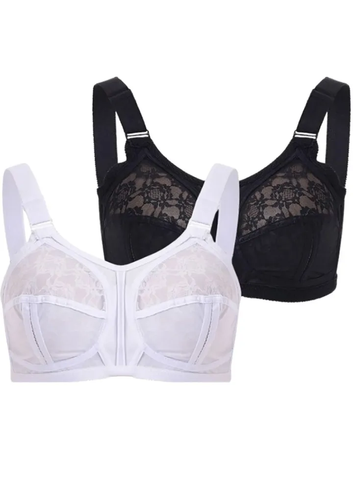 Lasso Non Padded Wire Free Lace Bras - 2 Pieces - Colours (white- black)