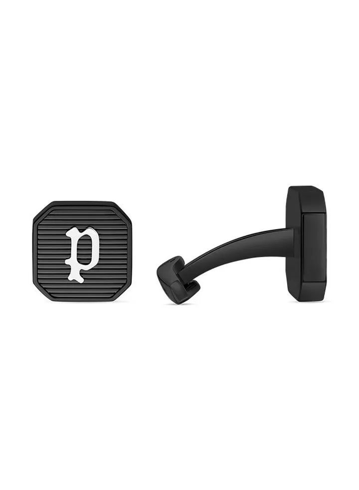 Police Square Shape Black With Stainless Steel P Logo Gents Cufflinks - PEAGC0000405