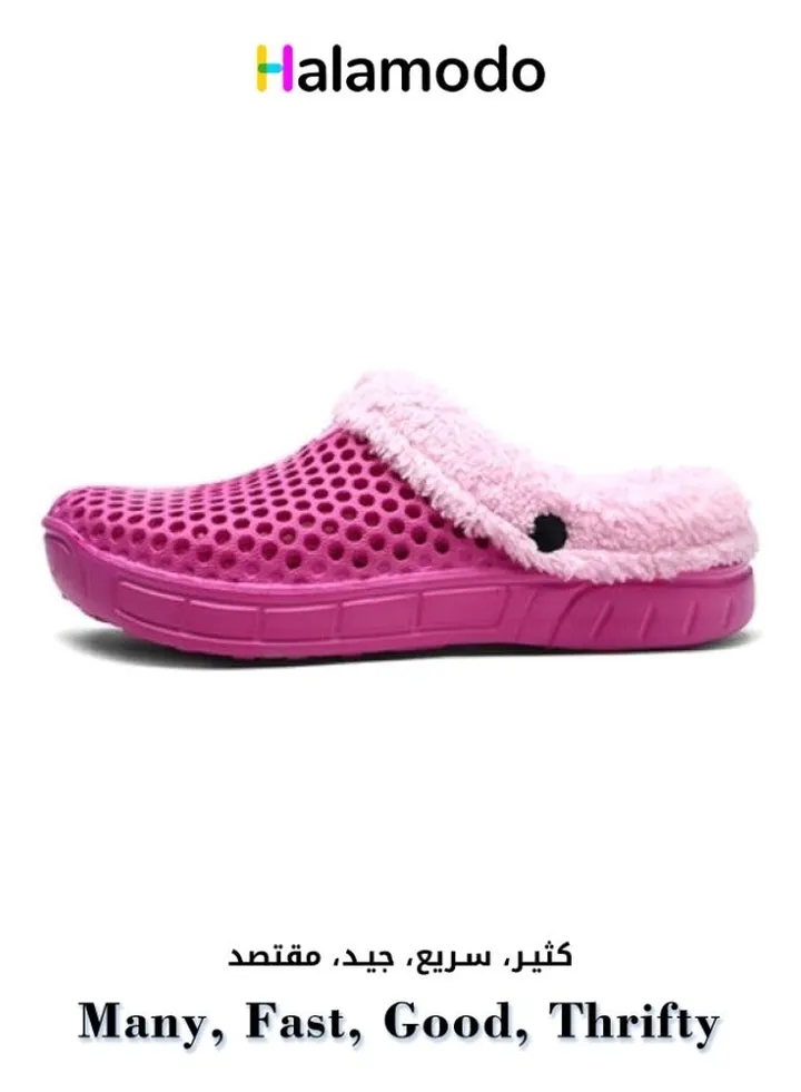 Pink Breathable Velvet Anti-slip Slippers
