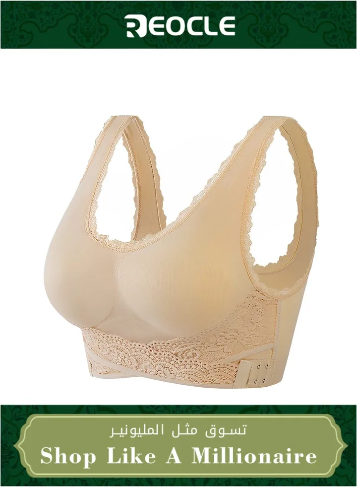Women's Underwear Sports Bra Side Buckle Wireless Underwear Adjustable Gathered Lace Edge Breathable Holes Yoga Running