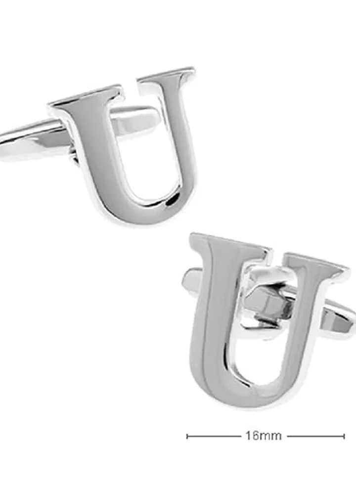 Personalized Fashion English Letter U Shape Cufflinks Mens French Shirt Cufflinks For Wedding