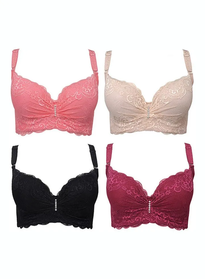 Lady Quick-Drying Lace Bra Underwear Pink