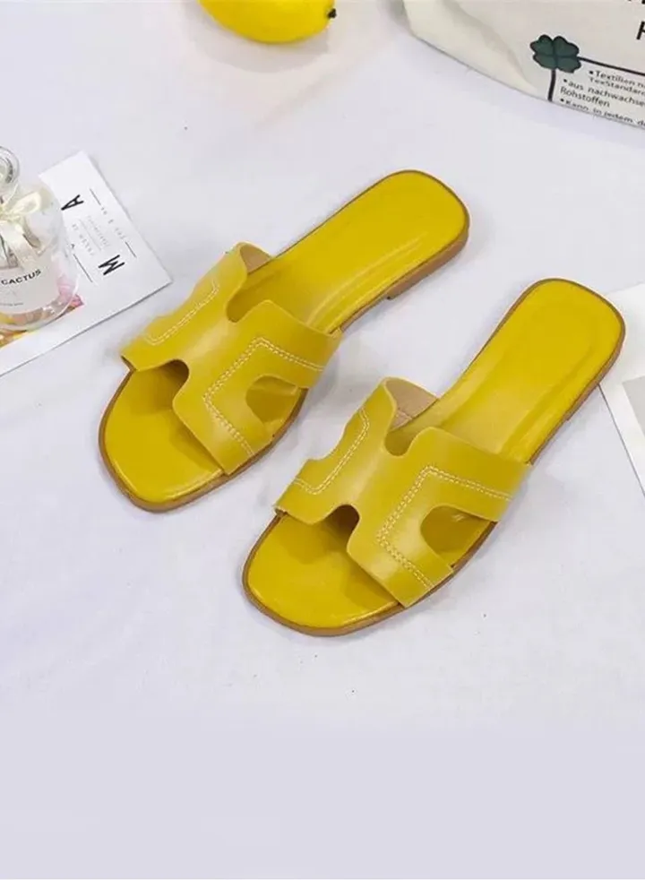 Women Fashion yellow Bliss Slippers Stylish Comfort for Summer Outdoor or Indoor Flat Beach Sandals