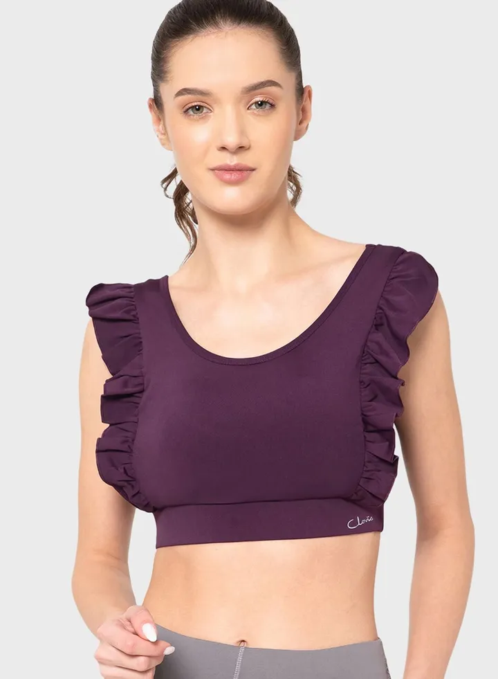 Ruffle Sleeve Sports Bra