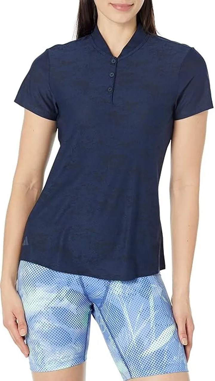 adidas Golf Jacquard Polo Shirt (Collegiate Navy) Women's Clothing